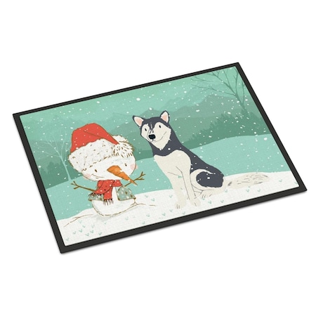 Carolines Treasures 18 x 27 in. Siberian Husky Snowman Christmas Indoor or Outdoor Mat CK2046MAT